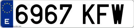Ejemplo de matrícula de coche ordinaria 6967 KFW