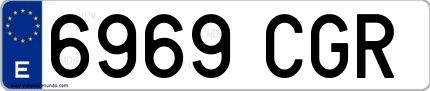 Ejemplo de matrícula española 6969 CGR