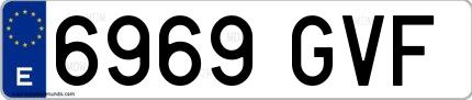 Ejemplo de matrícula española 6969 GVF