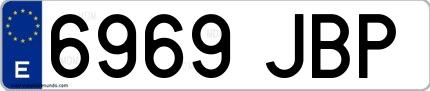 Ejemplo de matrícula española 6969 JBP