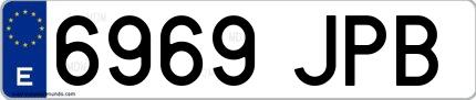 Ejemplo de matrícula española 6969 JPB
