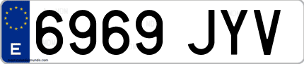 Ejemplo de matrícula de coche ordinaria 6969 JYV