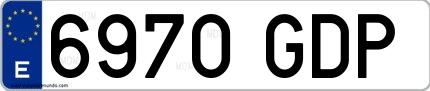 Ejemplo de matrícula española 6970 GDP