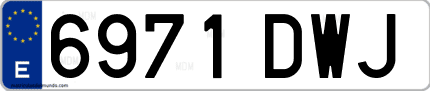 Ejemplo de matrícula de coche ordinaria 6971 DWJ