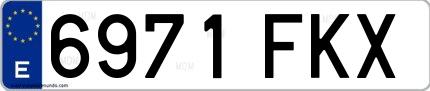 Ejemplo de matrícula española 6971 FKX