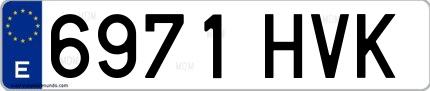 Ejemplo de matrícula española 6971 HVK