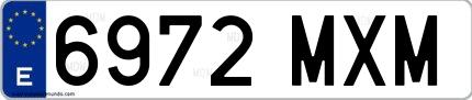 Ejemplo de matrícula española 6972 MXM