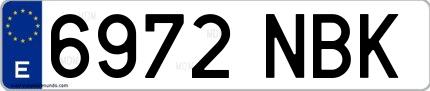 Ejemplo de matrícula española 6972 NBK
