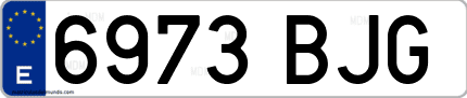 Ejemplo de matrícula de coche ordinaria 6973 BJG