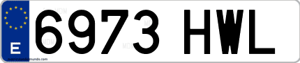 Ejemplo de matrícula de coche ordinaria 6973 HWL