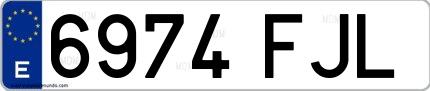 Ejemplo de matrícula española 6974 FJL