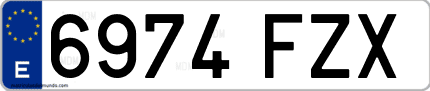 Ejemplo de matrícula de coche ordinaria 6974 FZX