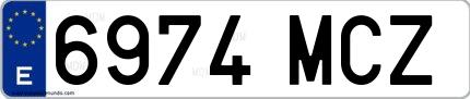 Ejemplo de matrícula española 6974 MCZ
