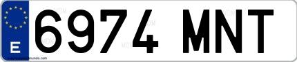 Ejemplo de matrícula española 6974 MNT