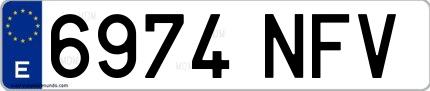 Ejemplo de matrícula española 6974 NFV