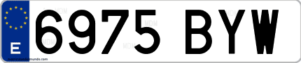 Ejemplo de matrícula de coche ordinaria 6975 BYW