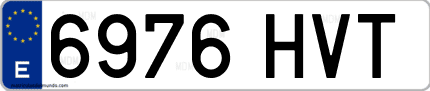 Ejemplo de matrícula de coche ordinaria 6976 HVT