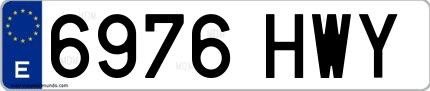 Ejemplo de matrícula española 6976 HWY