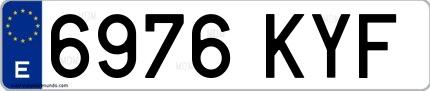 Ejemplo de matrícula española 6976 KYF