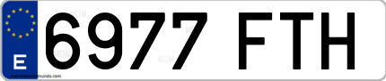 Ejemplo de matrícula de coche ordinaria 6977 FTH