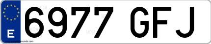 Ejemplo de matrícula española 6977 GFJ