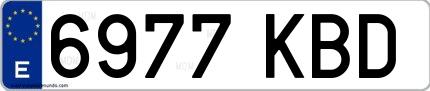 Ejemplo de matrícula española 6977 KBD