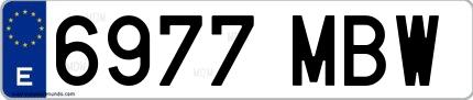 Ejemplo de matrícula española 6977 MBW