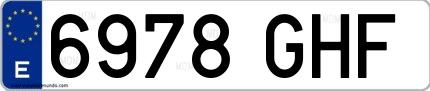 Ejemplo de matrícula española 6978 GHF