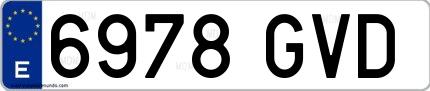 Ejemplo de matrícula española 6978 GVD