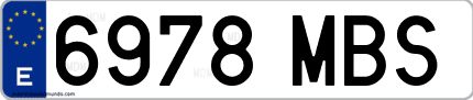Ejemplo de matrícula de coche ordinaria 6978 MBS