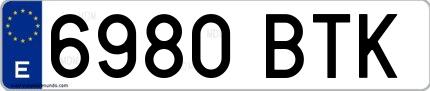 Ejemplo de matrícula española 6980 BTK