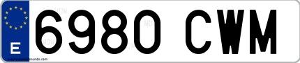 Ejemplo de matrícula española 6980 CWM