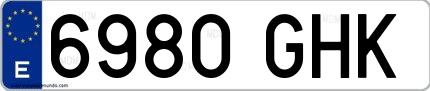 Ejemplo de matrícula española 6980 GHK
