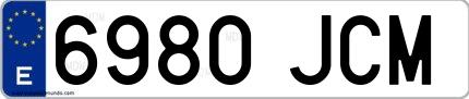 Ejemplo de matrícula española 6980 JCM