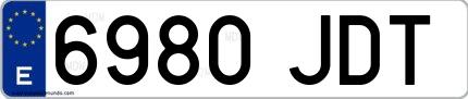 Ejemplo de matrícula española 6980 JDT