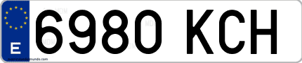 Ejemplo de matrícula de coche ordinaria 6980 KCH