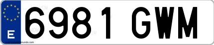Ejemplo de matrícula española 6981 GWM