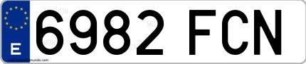 Ejemplo de matrícula española 6982 FCN