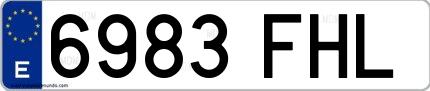 Ejemplo de matrícula española 6983 FHL