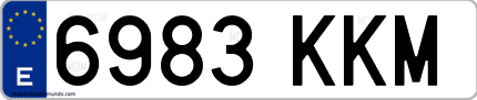 Ejemplo de matrícula de coche ordinaria 6983 KKM