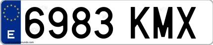 Ejemplo de matrícula española 6983 KMX