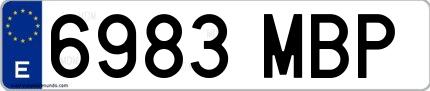 Ejemplo de matrícula española 6983 MBP