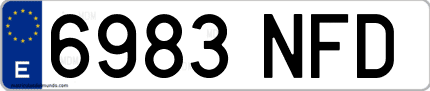 Ejemplo de matrícula de coche ordinaria 6983 NFD