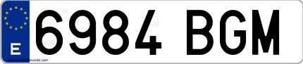 Ejemplo de matrícula española 6984 BGM