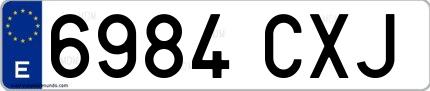 Ejemplo de matrícula española 6984 CXJ