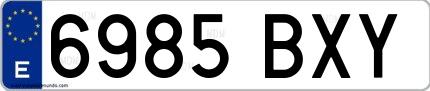 Ejemplo de matrícula española 6985 BXY