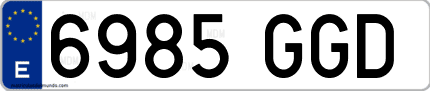 Ejemplo de matrícula de coche ordinaria 6985 GGD