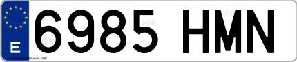 Ejemplo de matrícula española 6985 HMN