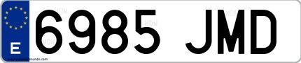 Ejemplo de matrícula española 6985 JMD