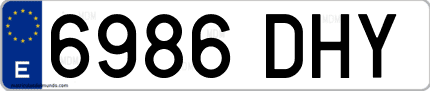 Ejemplo de matrícula de coche ordinaria 6986 DHY